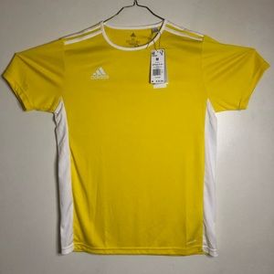 Adidas Entrada 18 Short Sleeve Soccer Jersey US M Yellow/White Activewear NWT